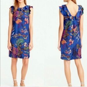 J CREW  SILK RUFFLE DRESS IN TROPICAL FLORAL sz 16